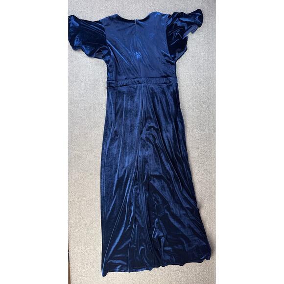 Ignite Evenings Velvet Maxi Dress Flutter Sleeve Full Length Formal Navy Blue 12 - Picture 5 of 12